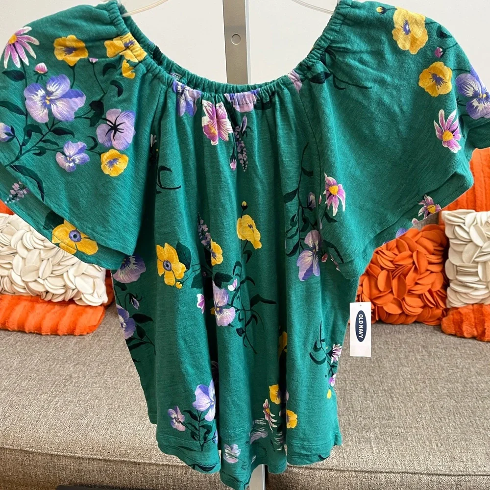 ❣️🆕Old Navy Girls Floral Print Short Flutter Sleeve Top❣️